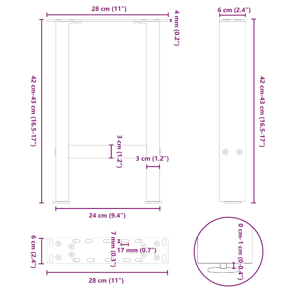 Nohy konferenčního stolku bílé 2 ks 28x(42-43) cm