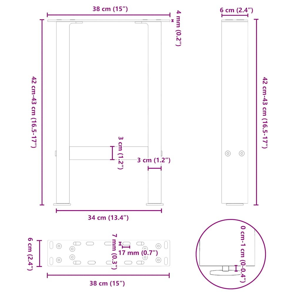 Nohy konferenčního stolku bílé 2 ks 38x(42-43) cm