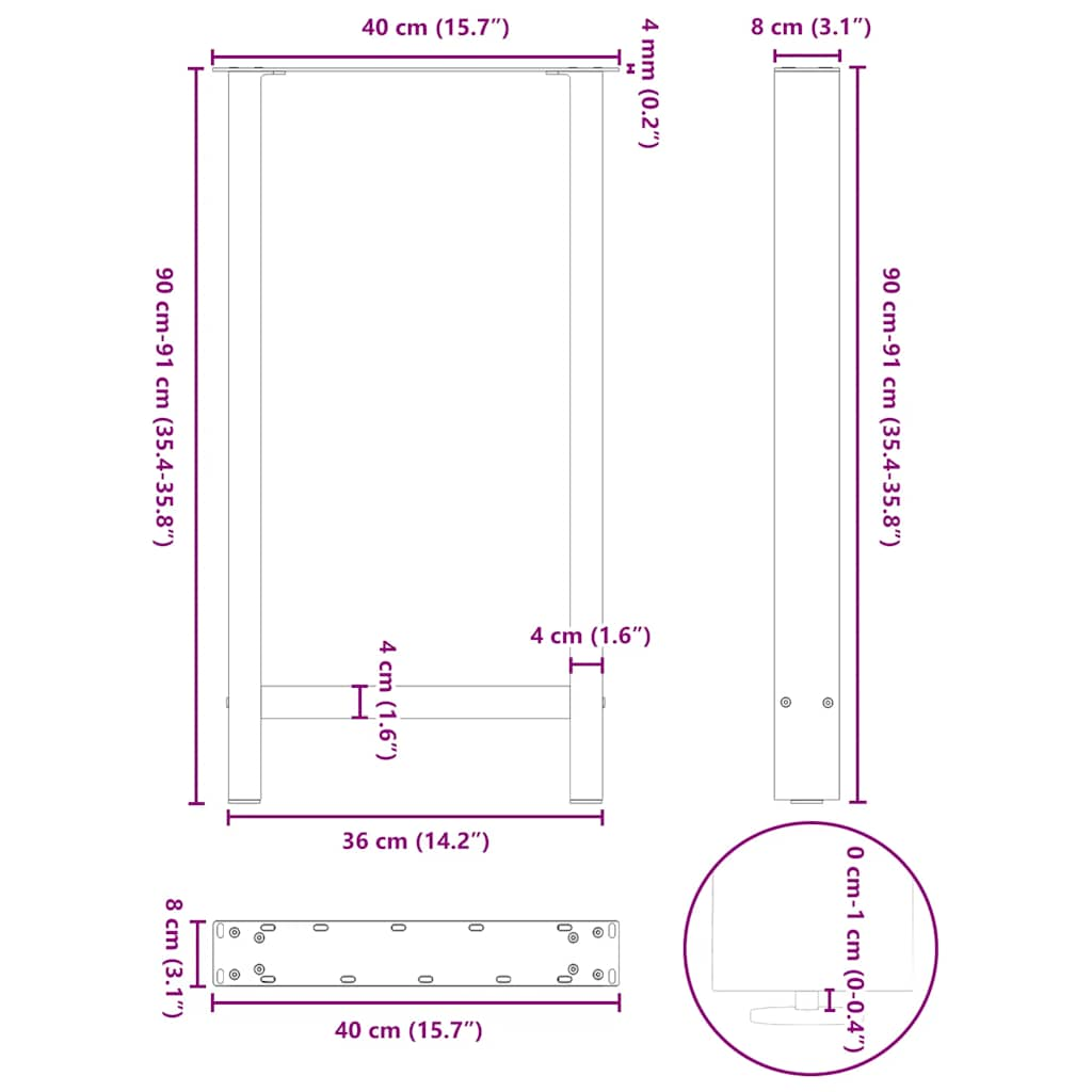 Nohy konferenčního stolku černé 2 ks 40x(90-91) cm ocel