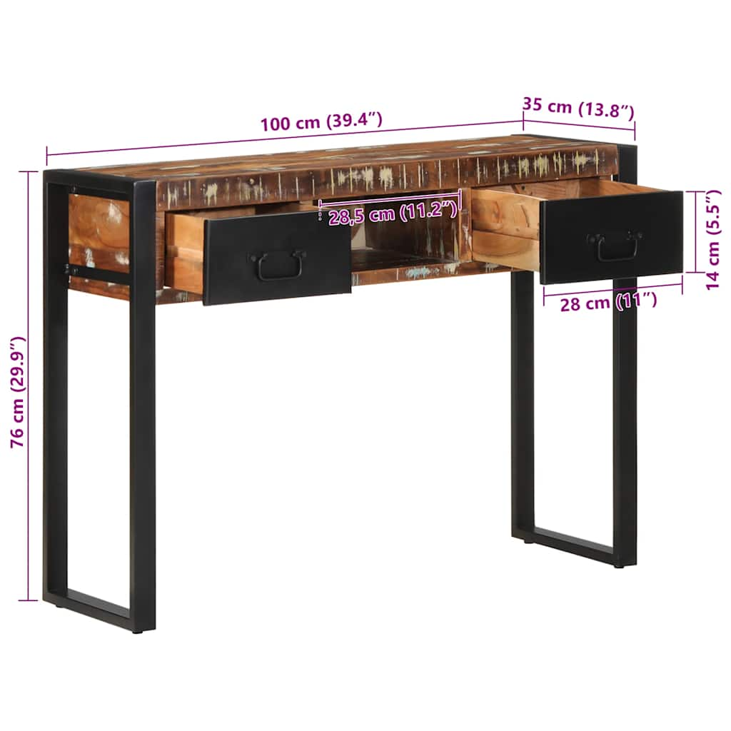 Konzolový stolek vícebarevné 100x35x75 cm recyklované dřevo