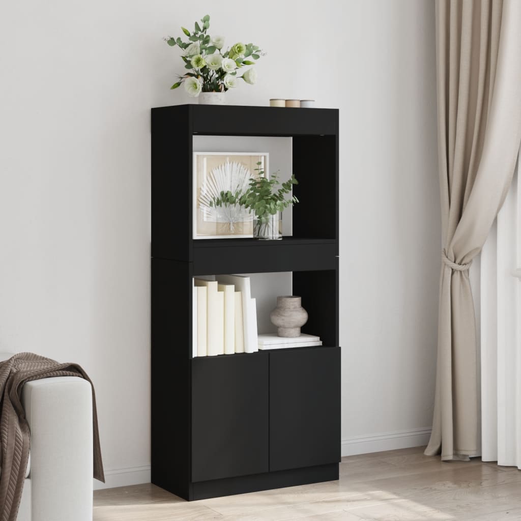 Skříň highboard černá 63 x 33 x 140 cm kompozitní dřevo