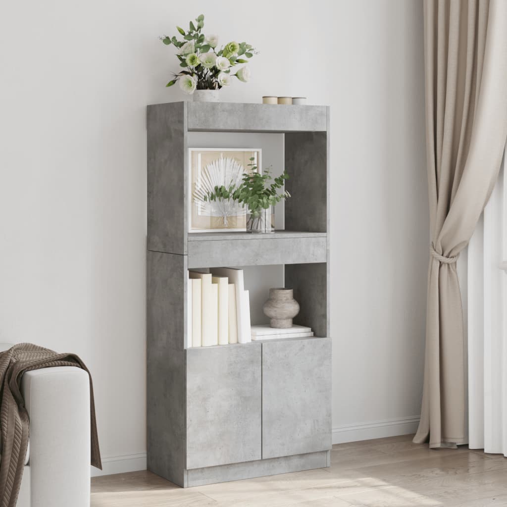 Skříň highboard betonově šedá 63 x 33 x 140 cm kompozitní dřevo