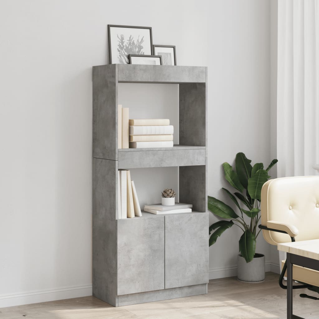 Skříň highboard betonově šedá 63 x 33 x 140 cm kompozitní dřevo