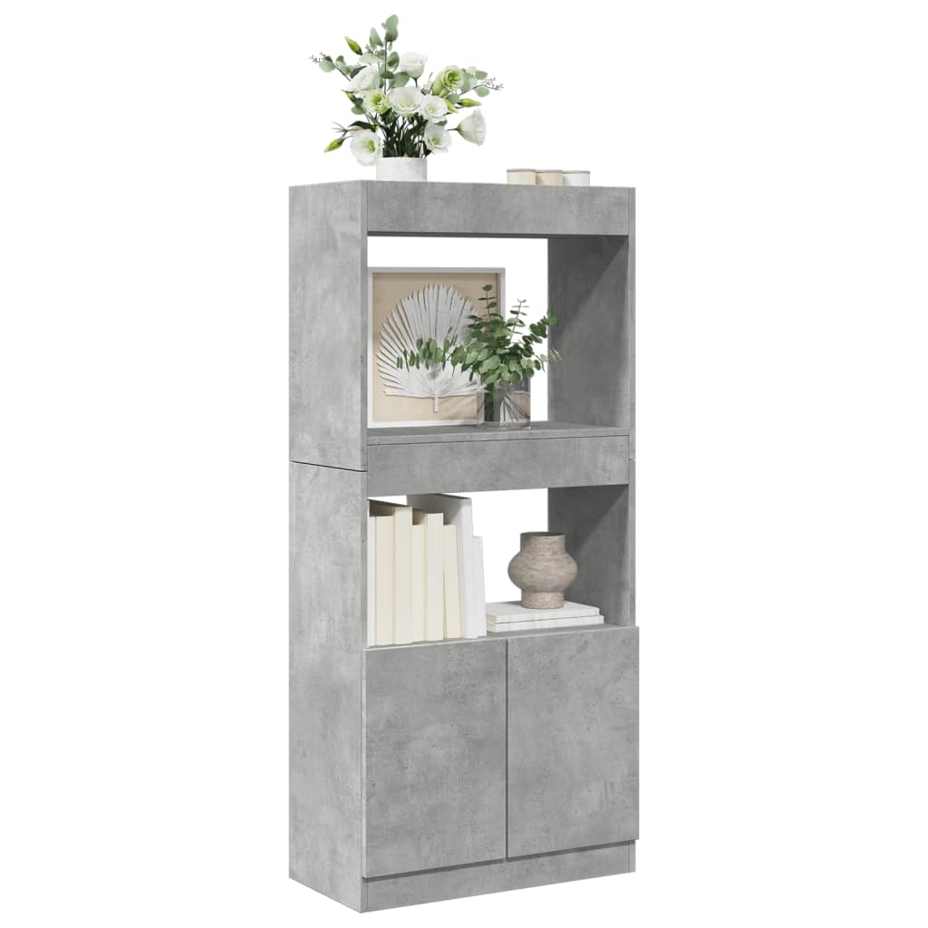 Skříň highboard betonově šedá 63 x 33 x 140 cm kompozitní dřevo