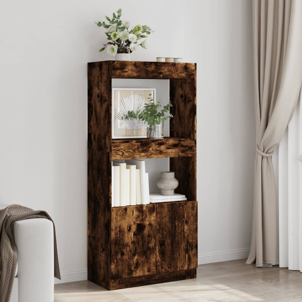 Skříň highboard kouřový dub 63 x 33 x 140 cm kompozitní dřevo