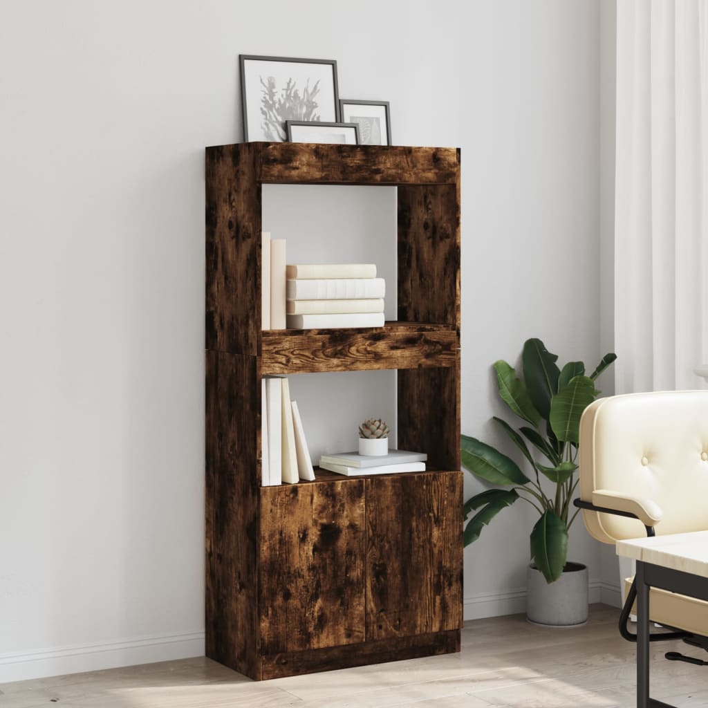 Skříň highboard kouřový dub 63 x 33 x 140 cm kompozitní dřevo