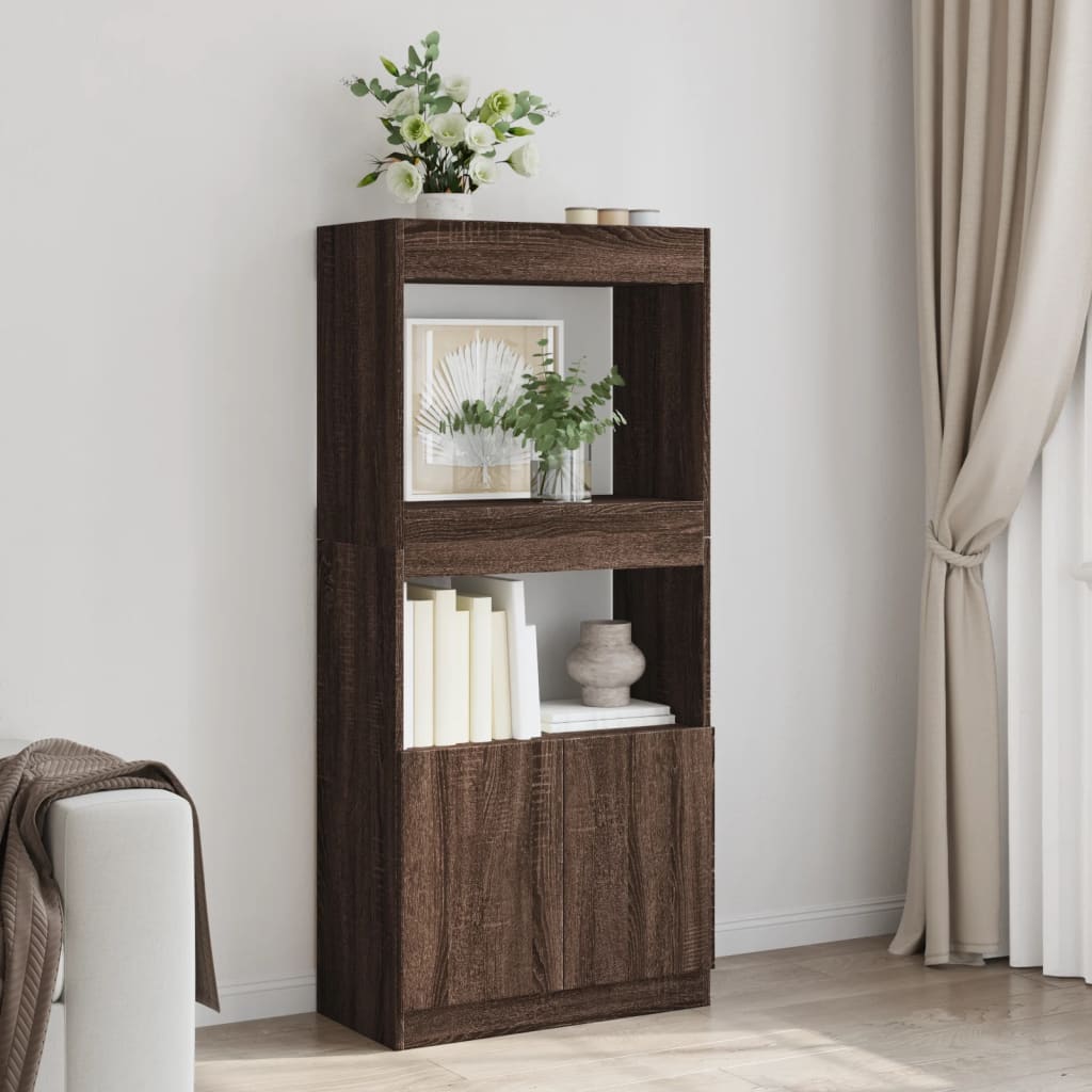 Skříň highboard hnědý dub 63 x 33 x 140 cm kompozitní dřevo