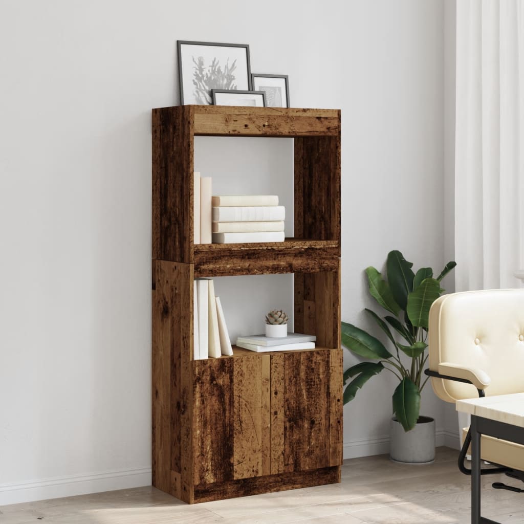 Skříň highboard old wood 63 x 33 x 140 cm kompozitní dřevo