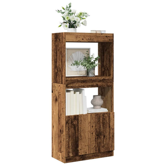 Skříň highboard old wood 63 x 33 x 140 cm kompozitní dřevo