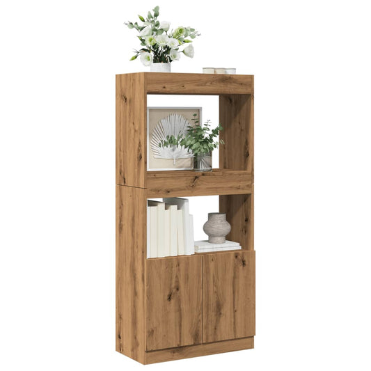 Skříň highboard dub artisan 63 x 33 x 140 cm kompozitní dřevo