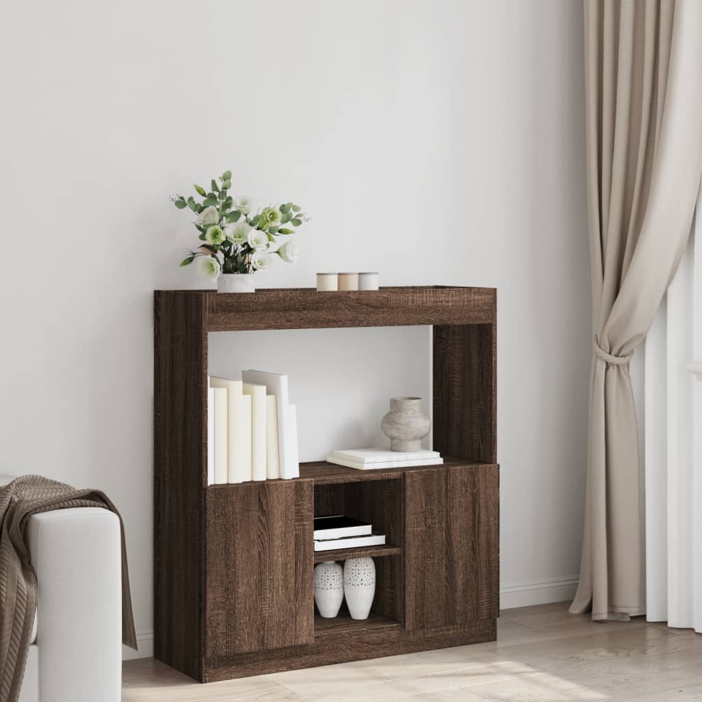 Skříň highboard hnědý dub 92 x 33 x 100 cm kompozitní dřevo