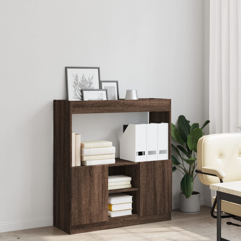 Skříň highboard hnědý dub 92 x 33 x 100 cm kompozitní dřevo