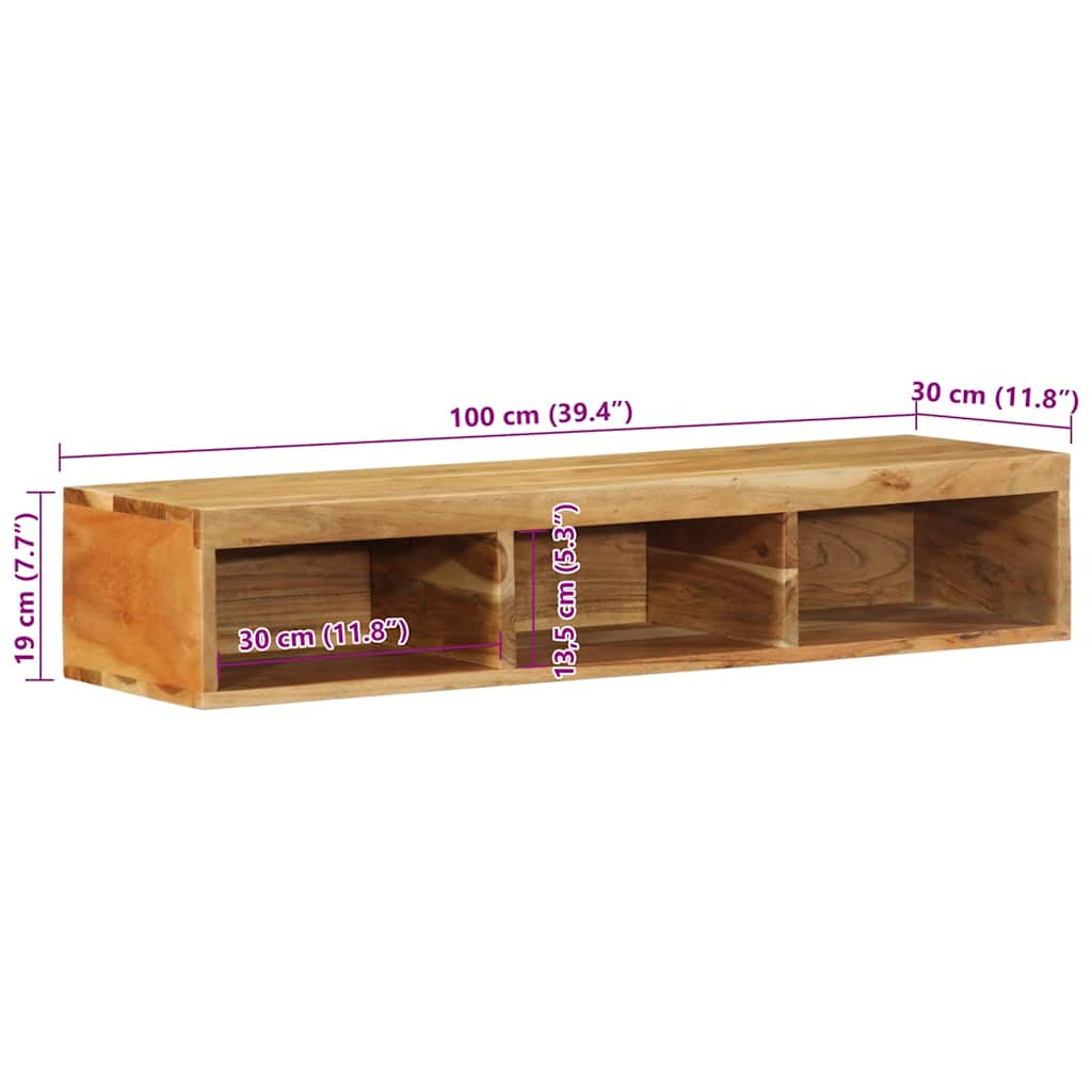 Nástěnná TV skříňka 100 x 30 x 19 cm masivní akáciové dřevo