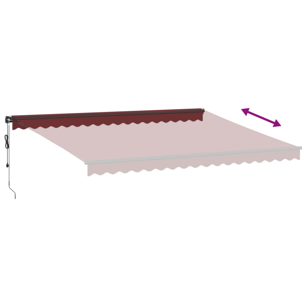 Automatická zatahovací markýza s LED burgundská 450 x 300 cm