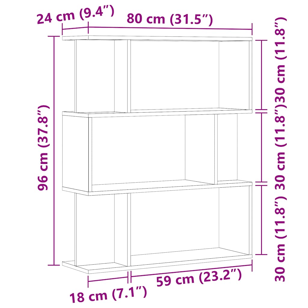 Knihovna dub artisan 80x24x96 cm kompozitní dřevo