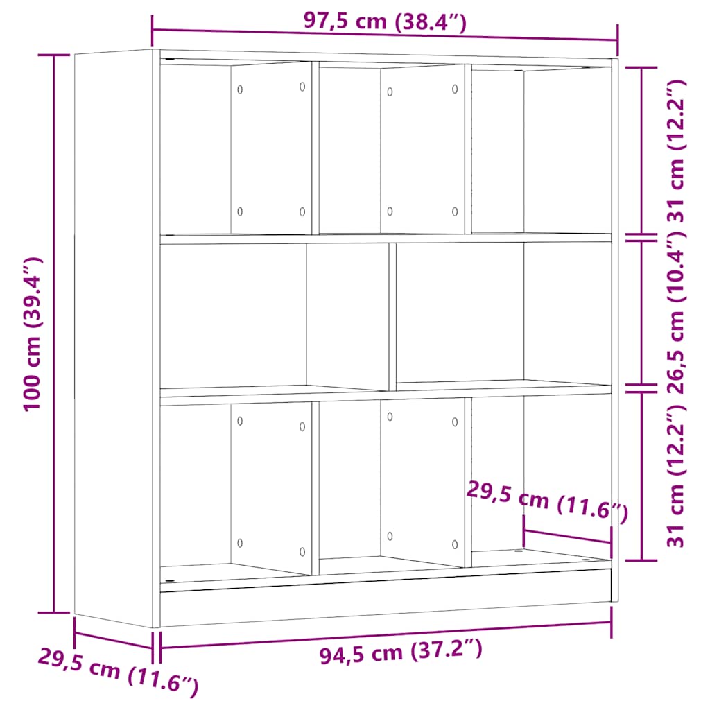 Knihovna dub artisan 97,5x29,5x100 cm kompozitní dřevo