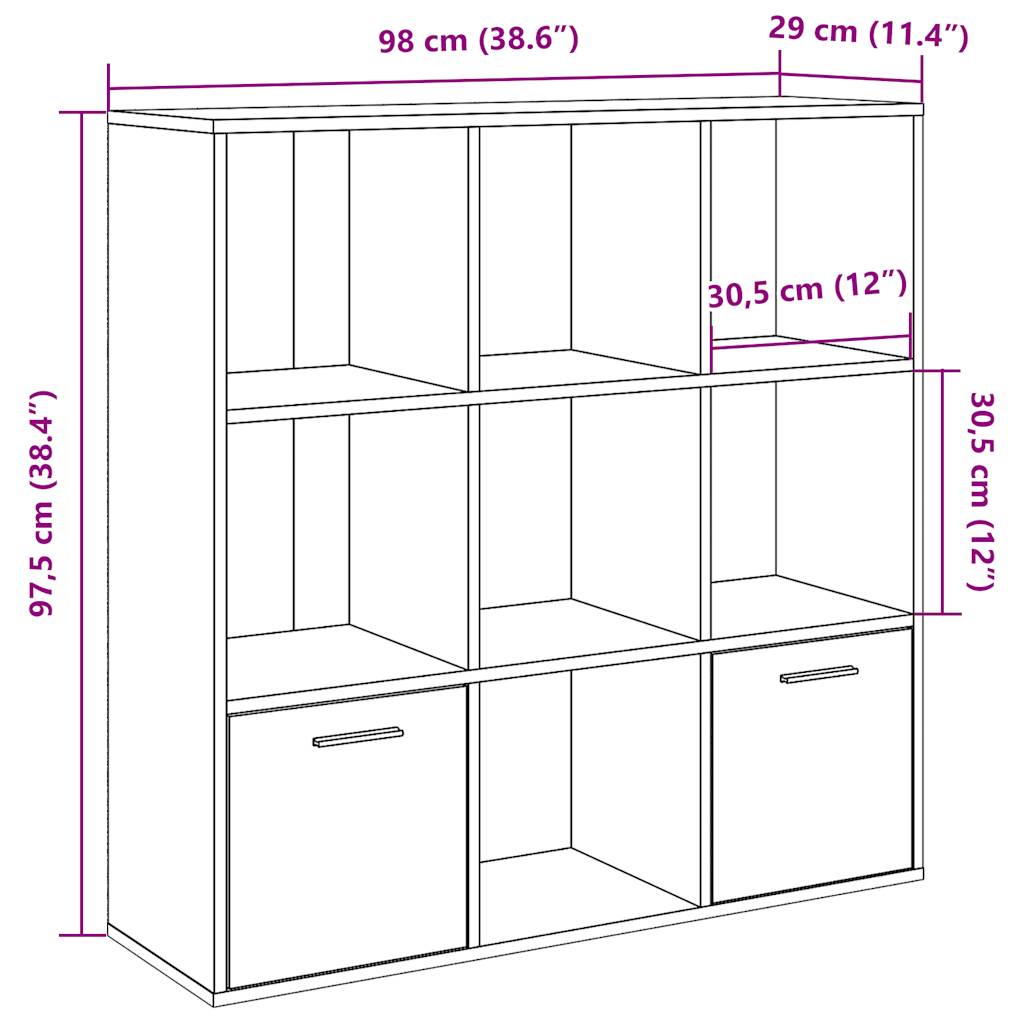 Knihovna old wood 98 x 29 x 97,5 cm kompozitní dřevo