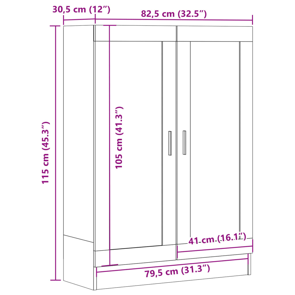 Knihovna old wood 82,5 x 30,5 x 115 cm kompozitní dřevo