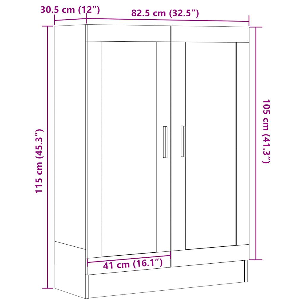 Knihovna old wood 82,5 x 30,5 x 115 cm kompozitní dřevo