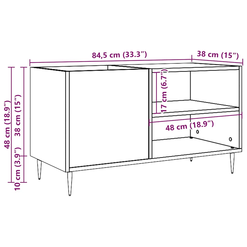 Skříňka na LP desky old wood 84,5 x 38 x 48 cm kompozitní dřevo