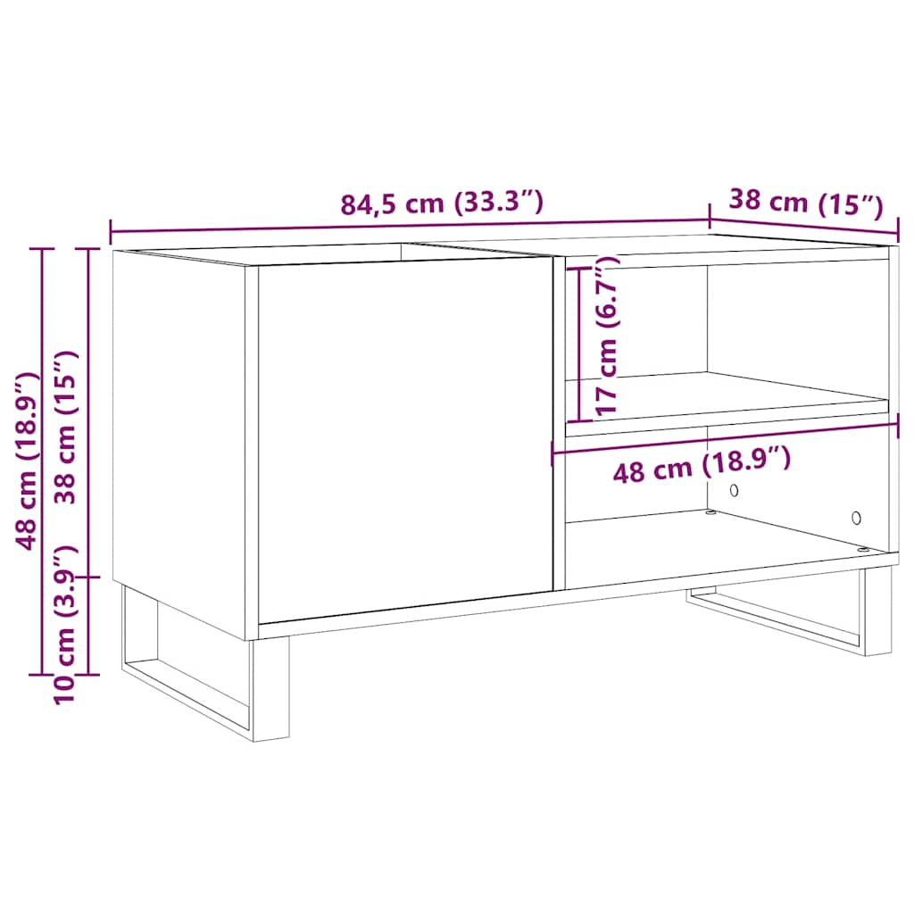 Skříňka na LP desky old wood 84,5 x 38 x 48 cm kompozitní dřevo