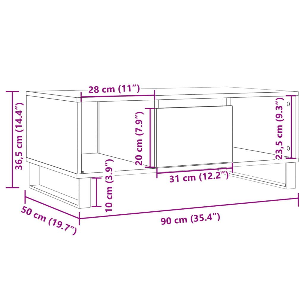 Konferenční stolek dub artisan 90x50x36,5 cm kompozitní dřevo