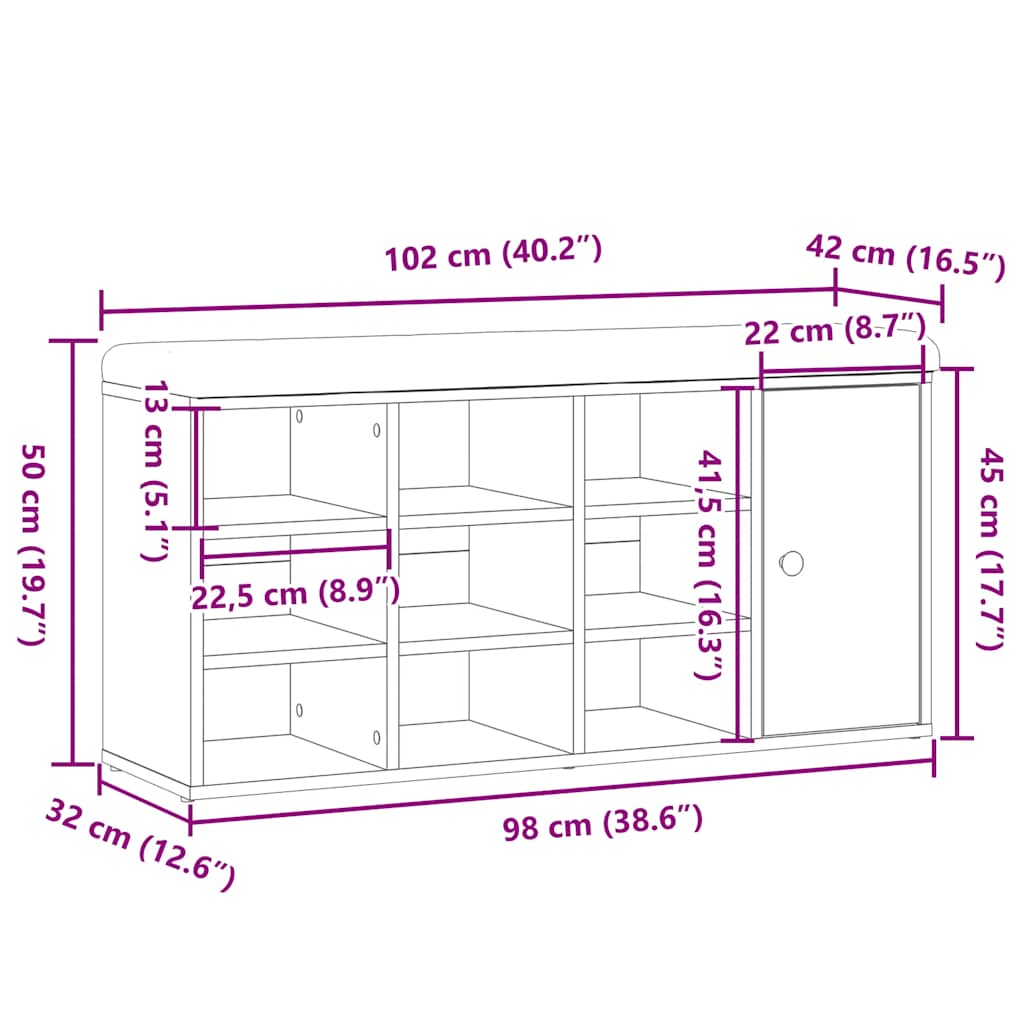 Lavice s botníkem starého dřeva 102x32x50 cm Engineered Wood