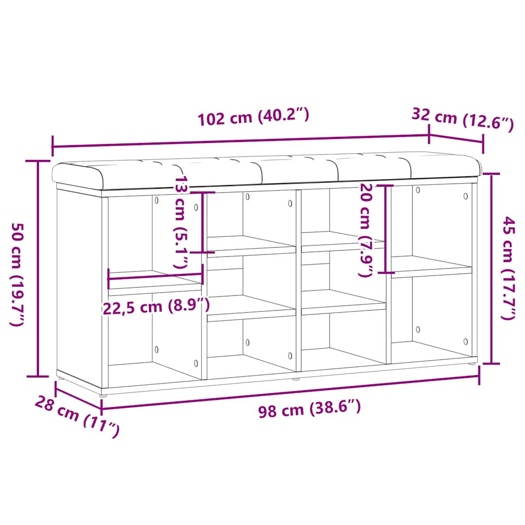 Lavice s botníkem dub artisan 102x32x50 cm Engineered Wood