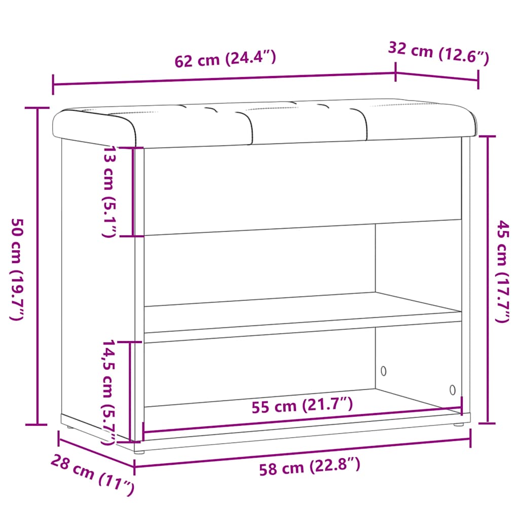 Lavice s botníkem dub artisan 62x32x50 cm Engineered Wood