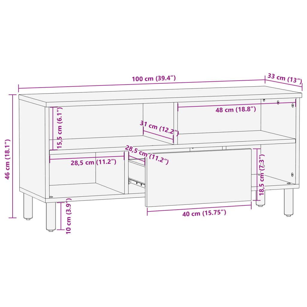 TV skříňka černá 100 x 33 x 46 cm kompozitní dřevo