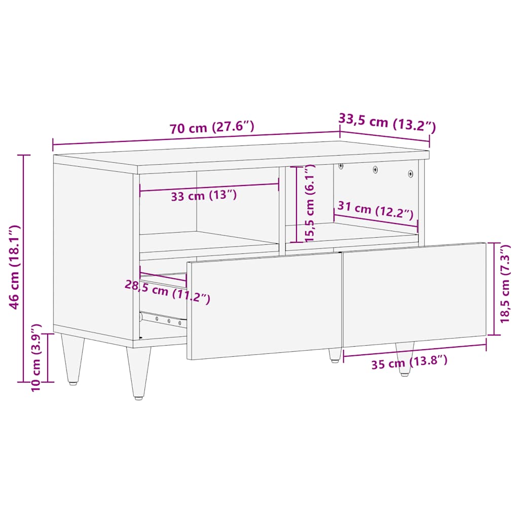 TV skříňka 70x33,5x46 cm masivní mangovníkové dřevo