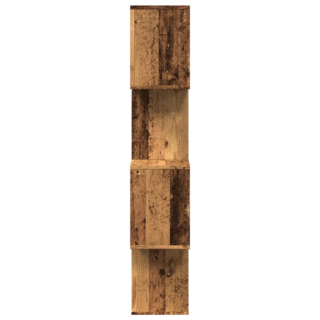 Knihovna/dělící stěna 4patrová old wood 70x24x129 cm kompozit