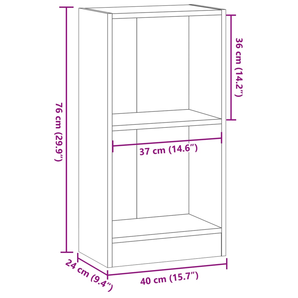 Knihovna dub artisan 40 x 24 x 76 cm kompozitní dřevo