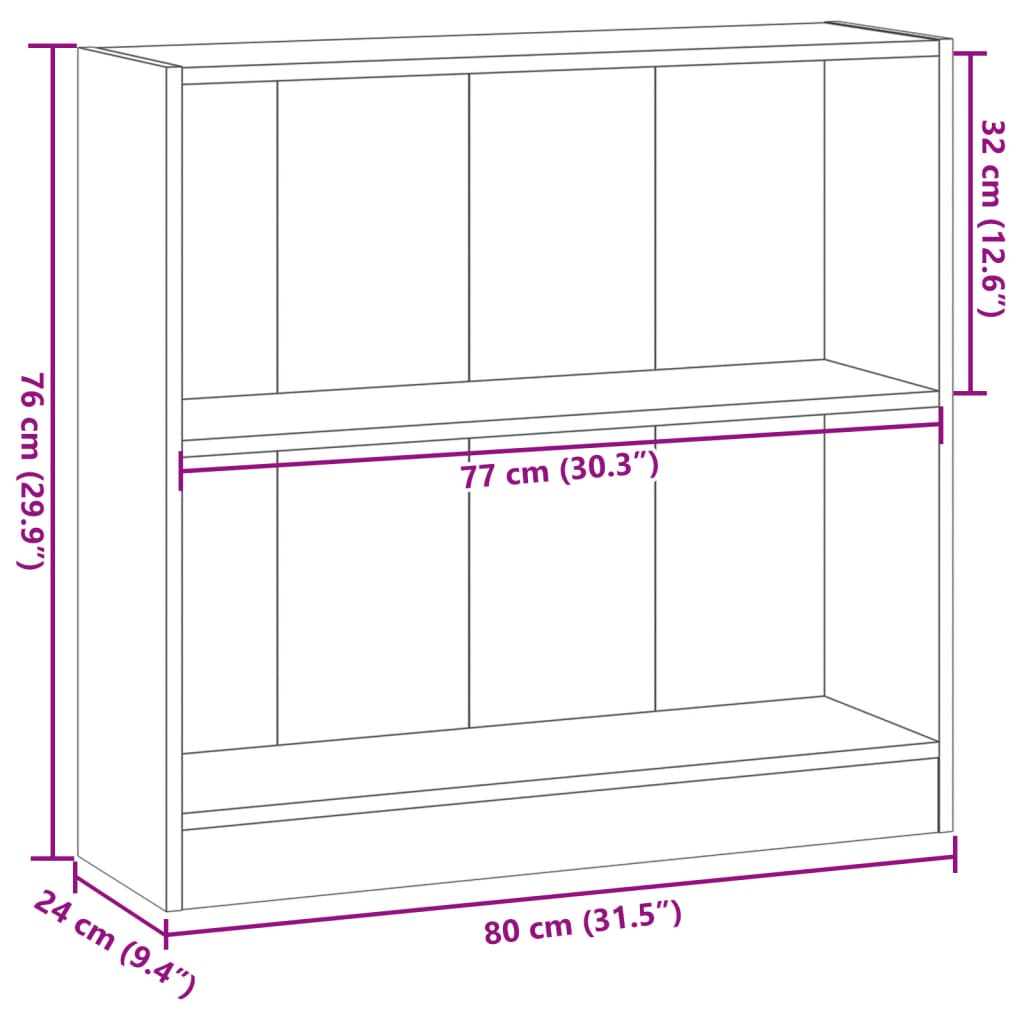 Knihovna old wood 80 x 24 x 76 cm kompozitní dřevo