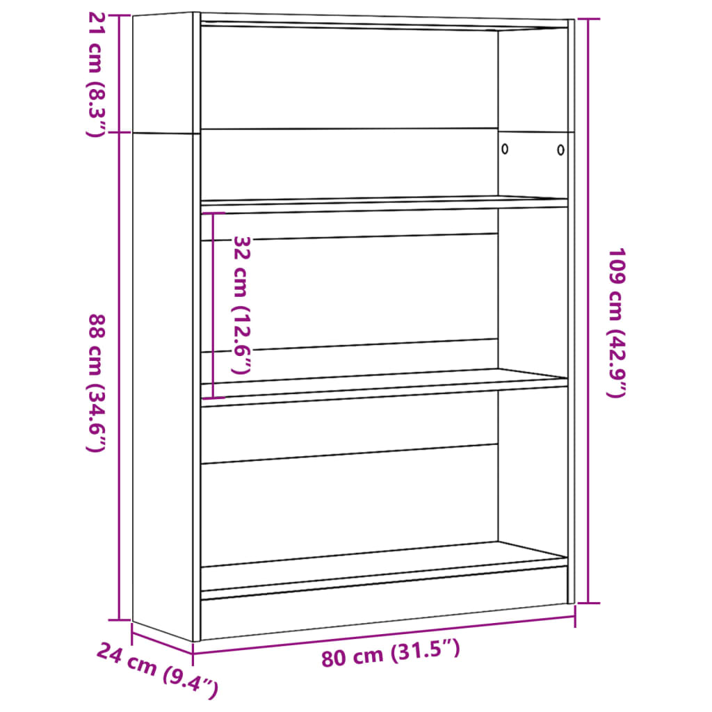 Knihovna dub sonoma 80 x 24 x 109 cm kompozitní dřevo