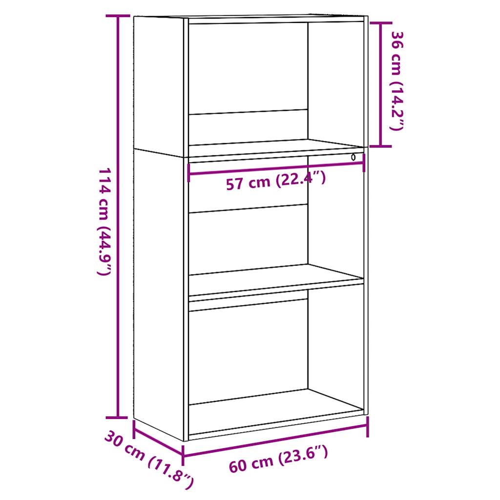 Knihovna dub sonoma 60 x 30 x 114 cm kompozitní dřevo