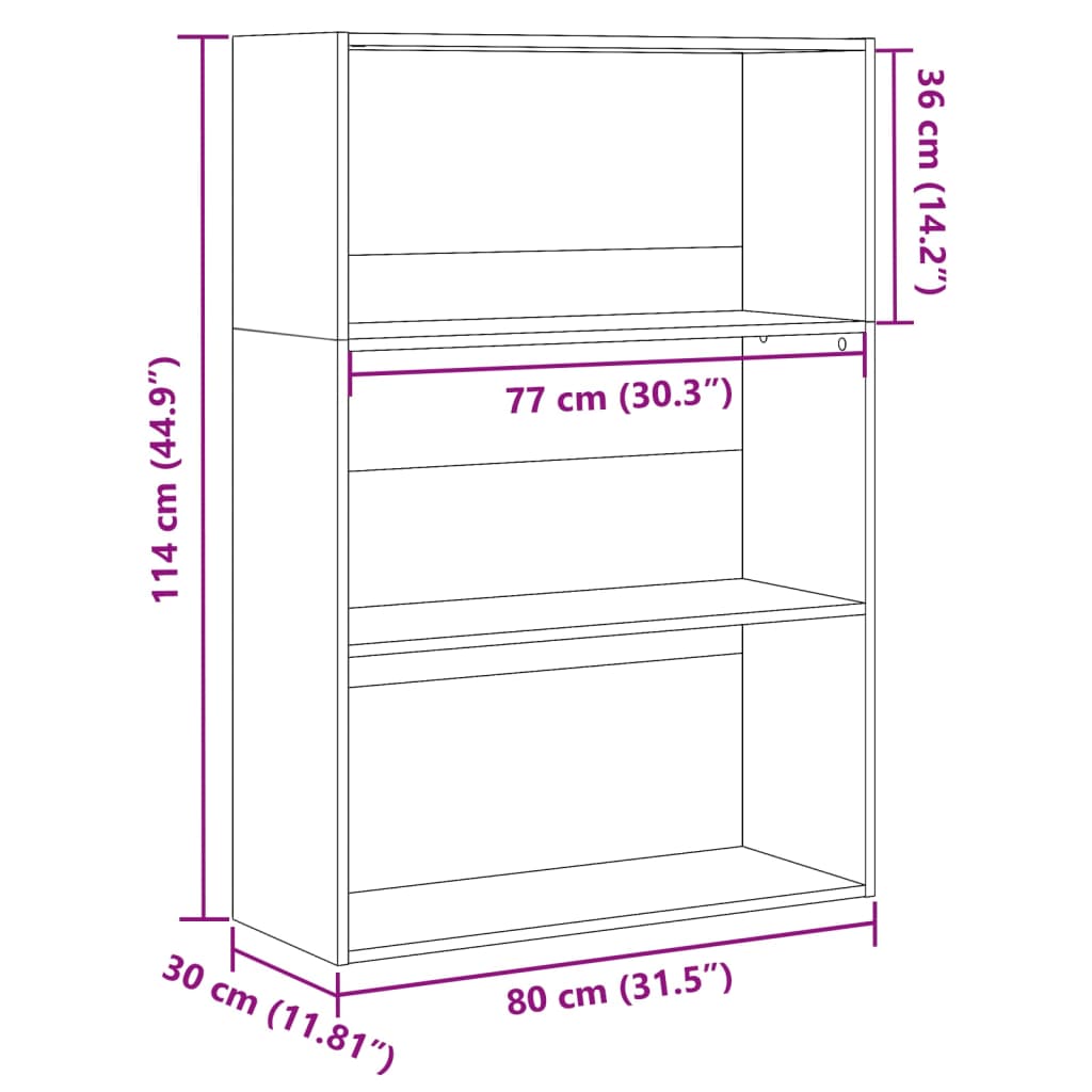 Knihovna dub sonoma 80 x 30 x 114 cm kompozitní dřevo