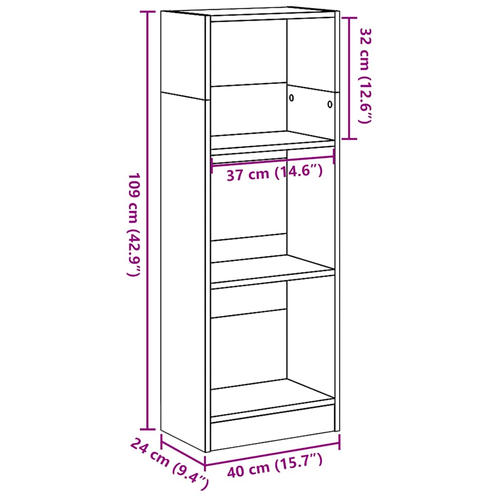 Knihovna bílá s vysokým leskem 40x24x109 cm kompozitní dřevo