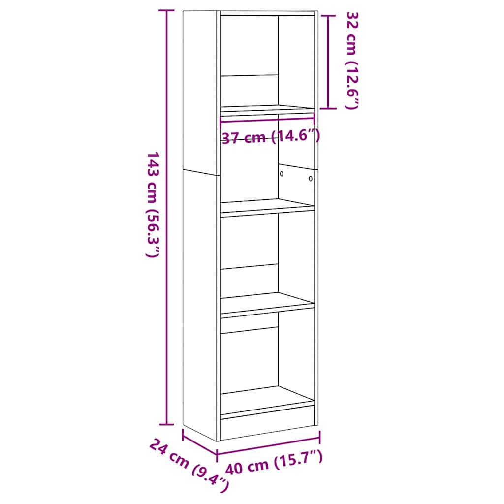 Knihovna bílá s vysokým leskem 40x24x143 cm kompozitní dřevo