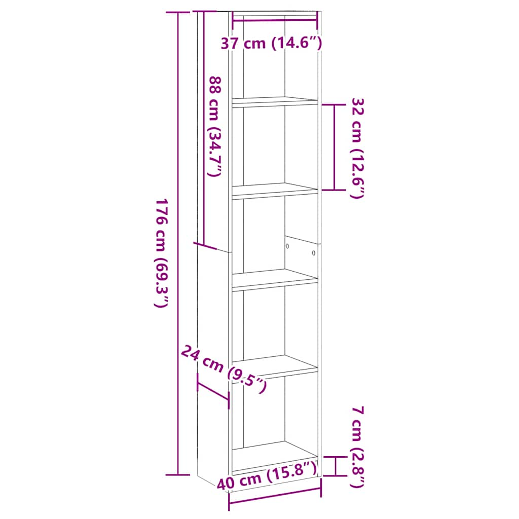 Knihovna bílá s vysokým leskem 40x24x176 cm kompozitní dřevo