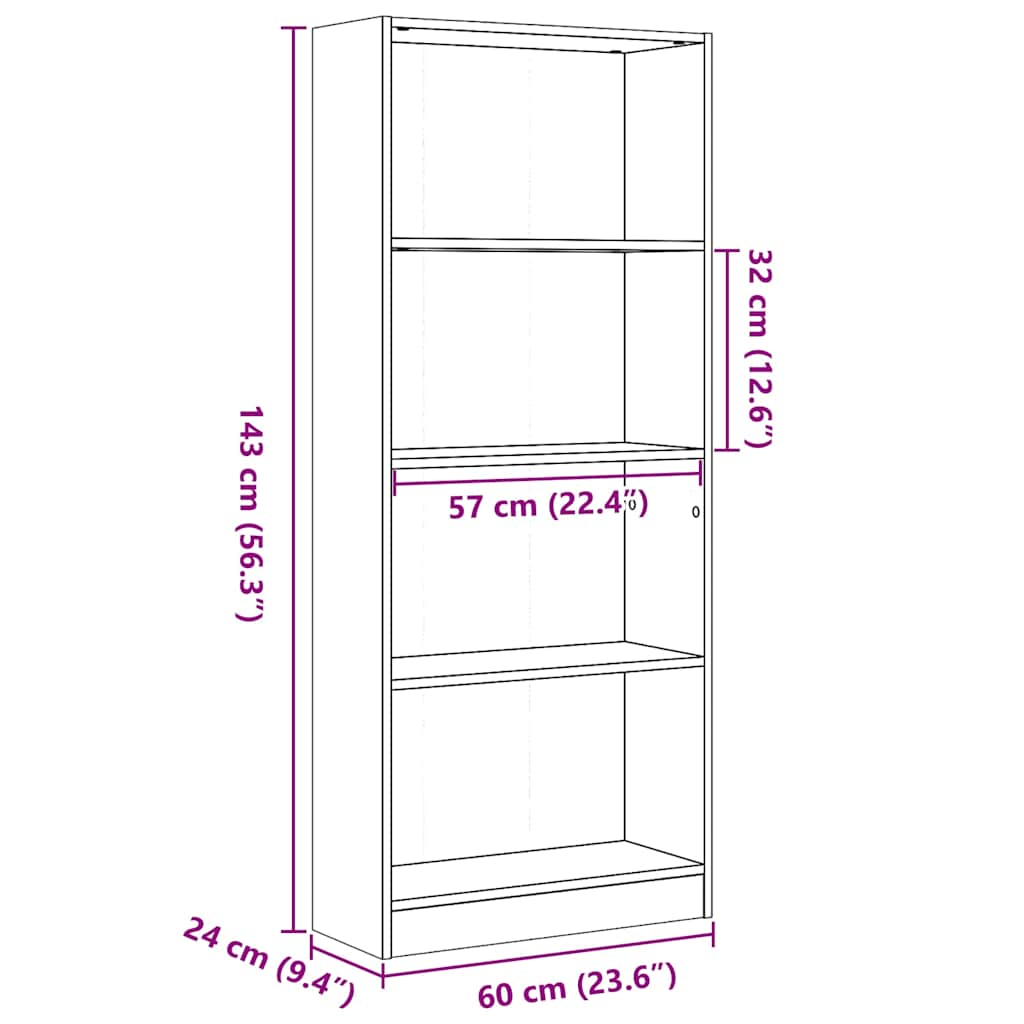 Knihovna bílá s vysokým leskem 60x24x143 cm kompozitní dřevo