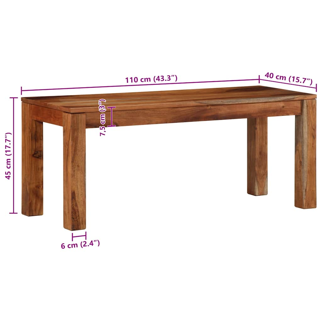 Lavice 110 cm masivní akáciové dřevo