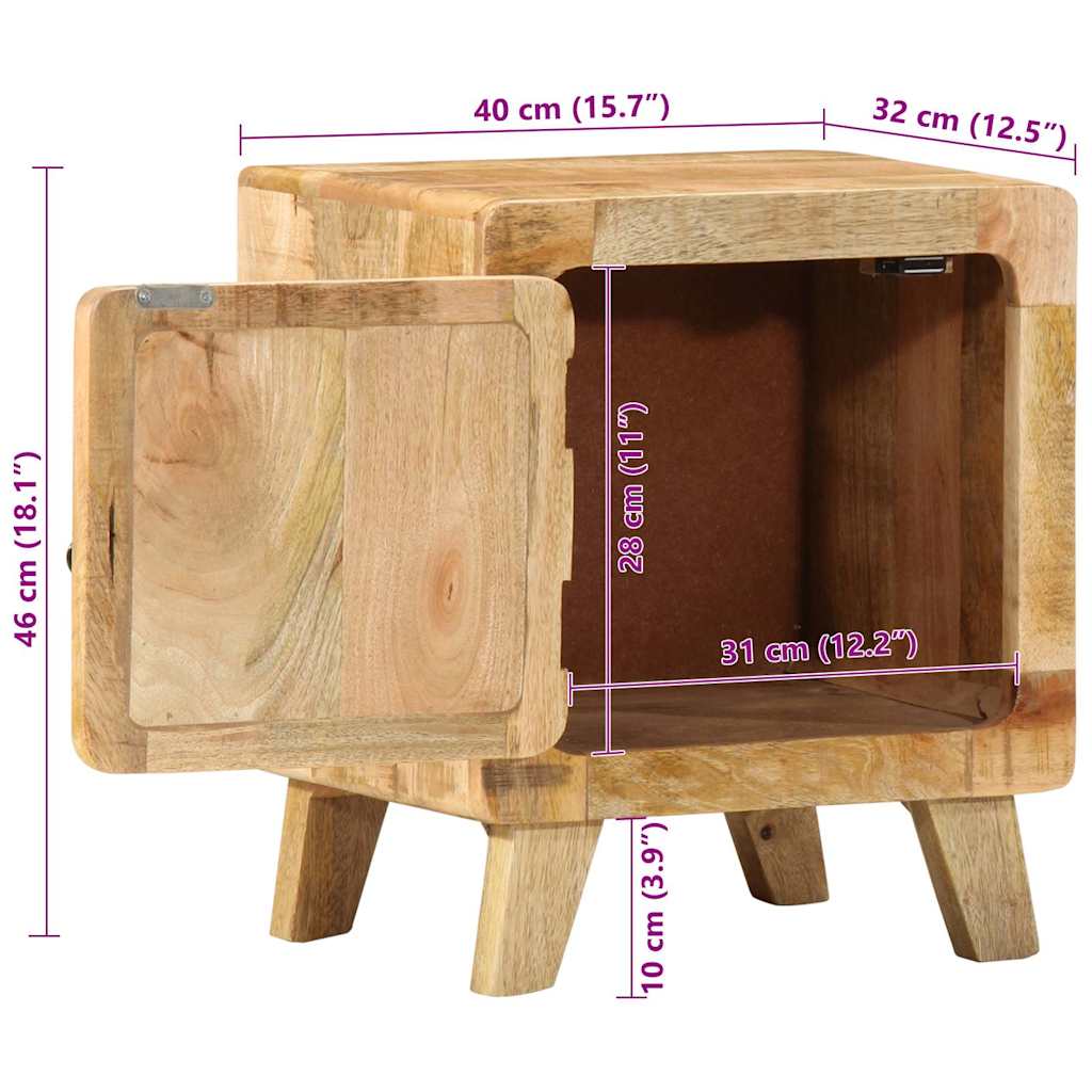 Noční stolky 2 ks 40x32x46 cm masivní hrubé mangovníkové dřevo