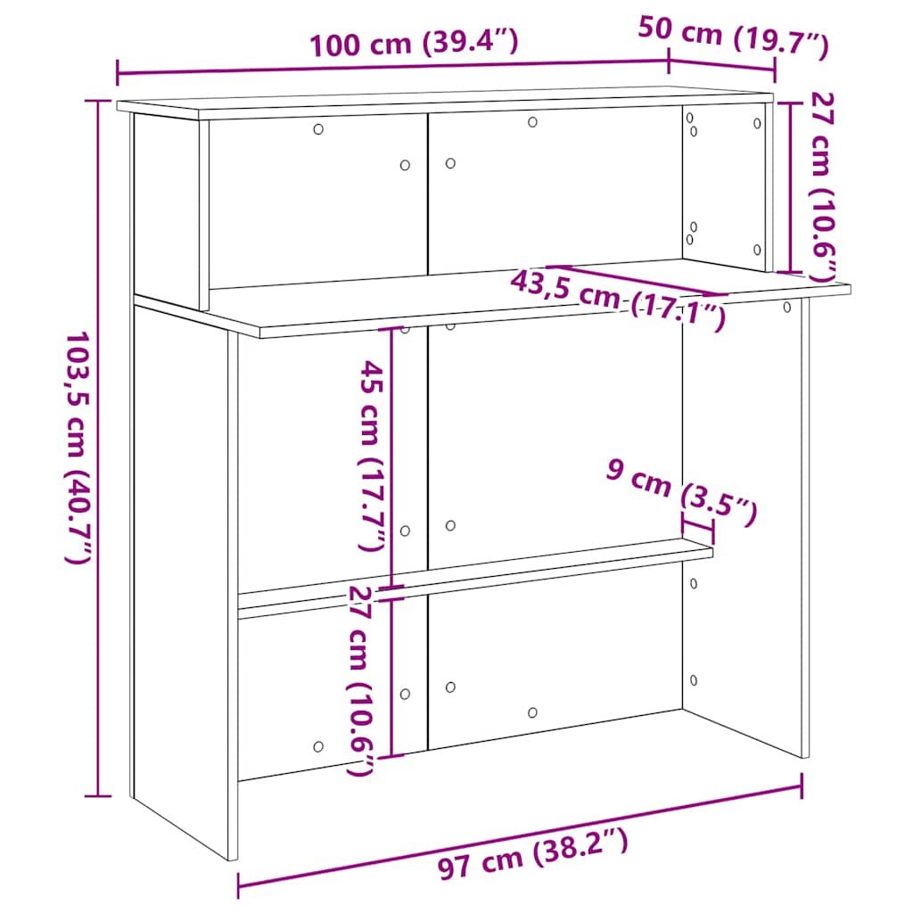 Recepční stůl hnědý dub 100x50x103,5 cm kompozitní dřevo