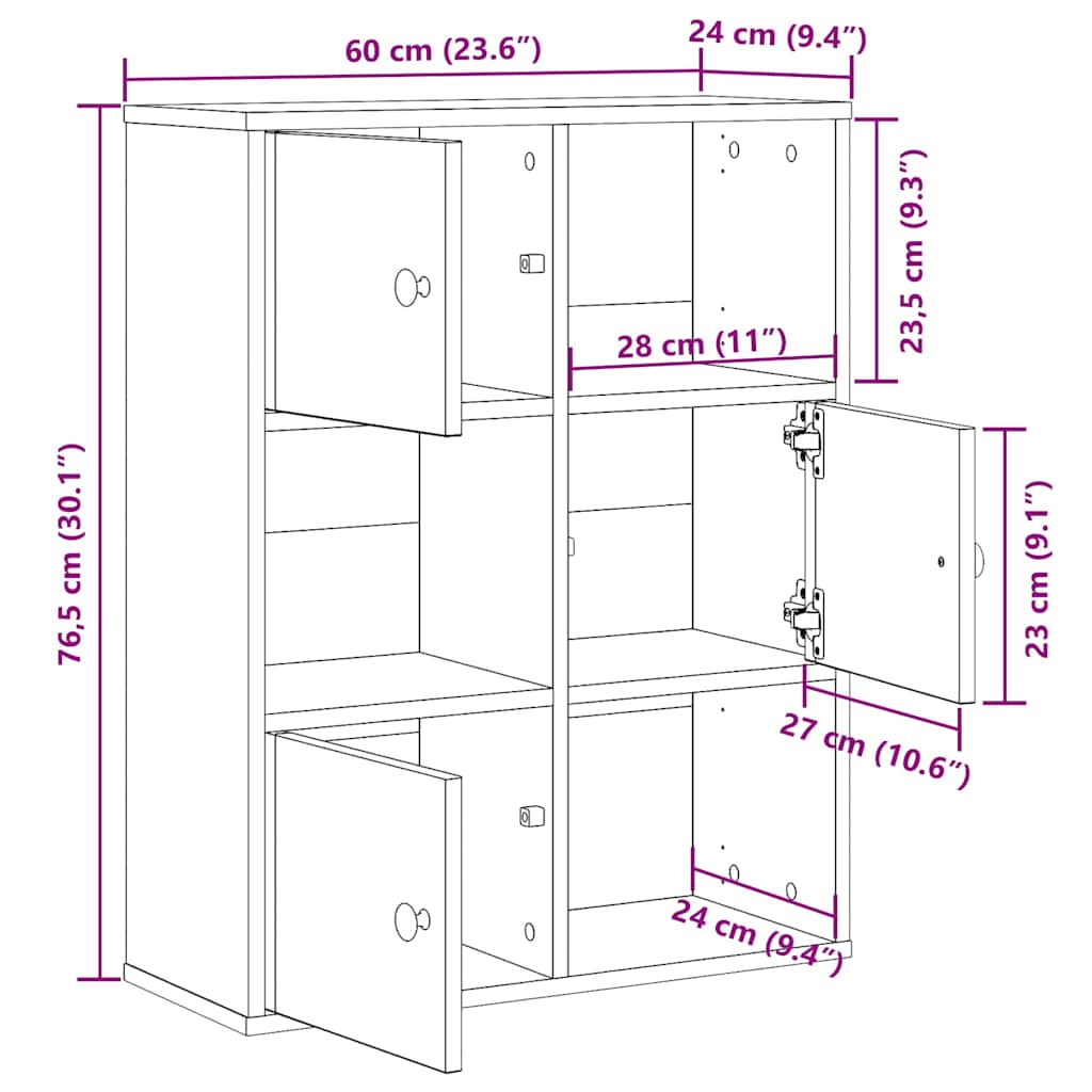 Knihovna dub artisan 60x24x76,5 cm kompozitní dřevo