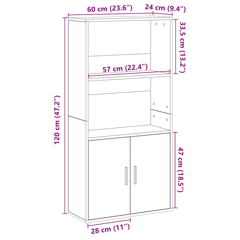 Knihovna dub artisan 60x24x120 cm kompozitní dřevo