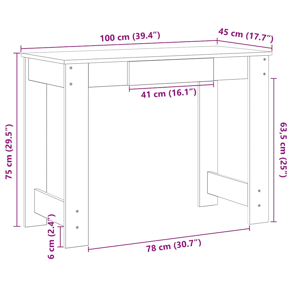 Psací stůl černý 100x45x75 cm dřevotříska