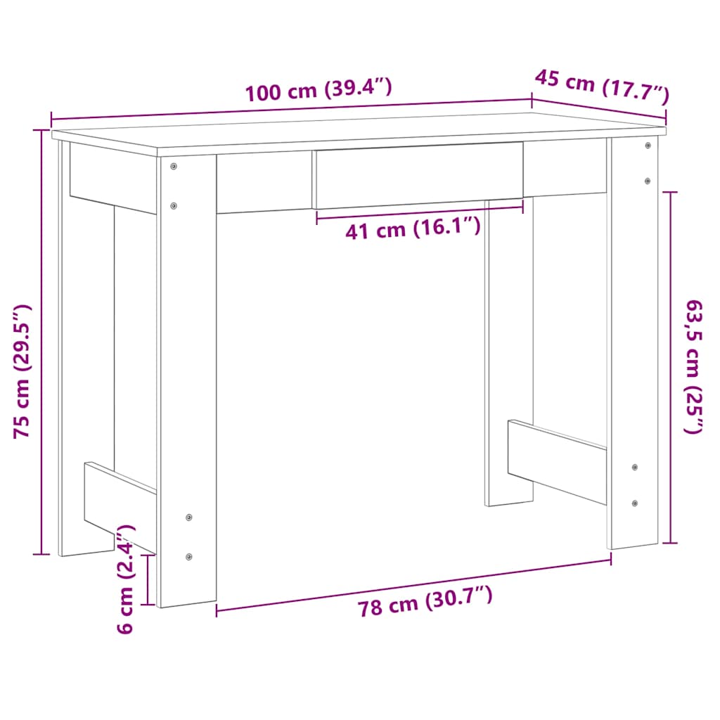 Psací stůl betonově šedý 100x45x75 cm dřevotříska