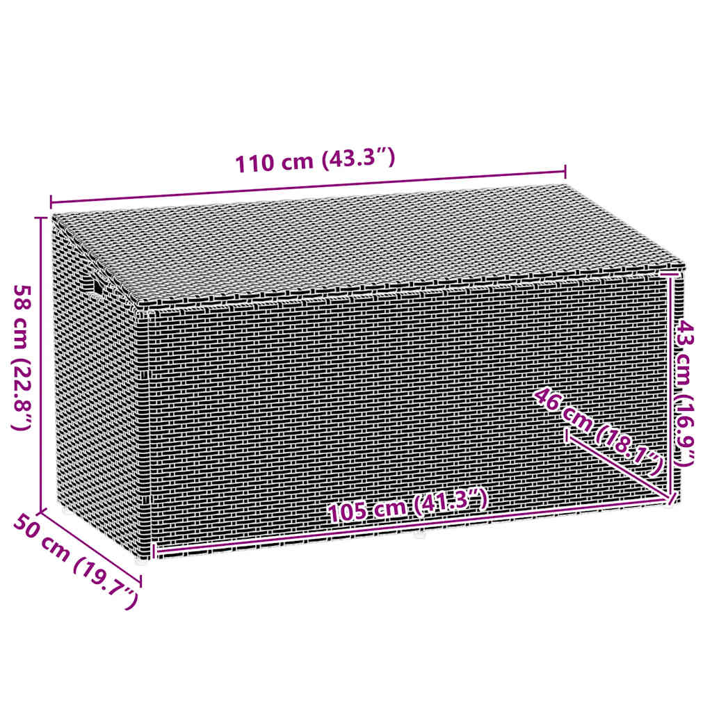 Zahradní úložný box černý 110x50x58 cm polyratan