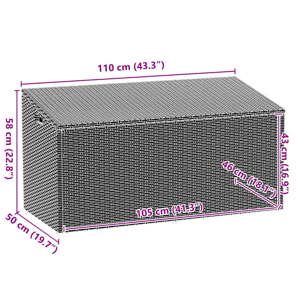 Zahradní úložný box hnědý 110x50x58 cm polyratan